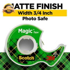 Scotch Invisible Matte Finish Magic Tape with Dispensers 3/4 Inches x 300 Inches