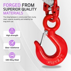 Four Leg Web Sling 5ft 6600lbs G80 Alloy Steel Grab Hooks Purple SENKEYFE Bridle
