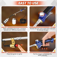 Heavy Duty Propane Torch Weed Burner Kit with 10FT Hose, Igniter & Storage Bag