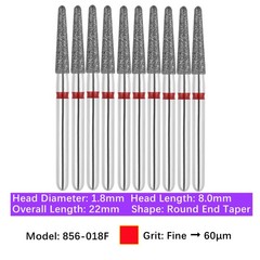 Vakker Dental Round End Taper FG Diamond Bur 856-018F Fine 10/pk