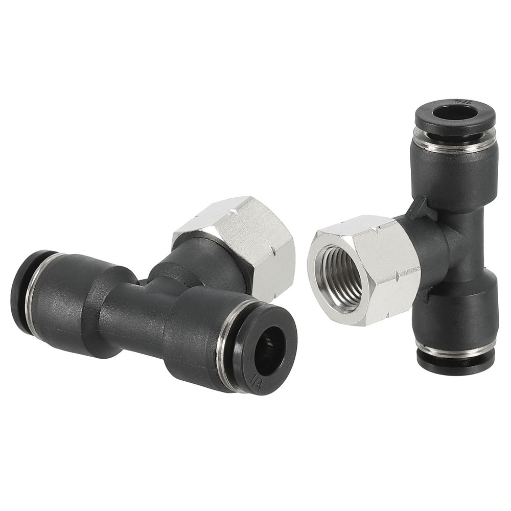 2Pcs Female Branch Tee 1/4″ Tube OD x 1/8FNPT Thread Push to Connect Fittings