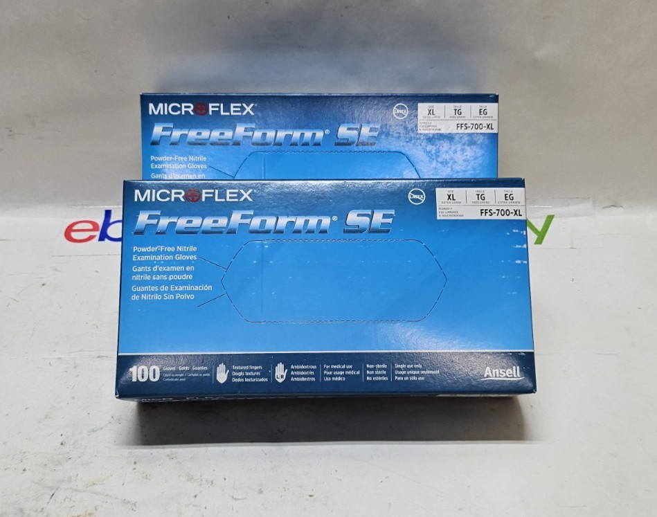Microflex Powder Free Nitrile Examination Gloves Size XL 100ct a Box (Lot of 2)