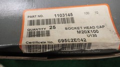 Lot of (1) M20 x 100mm Socket Head Cap Screw 12.9 Unbrako