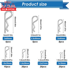 Cotter Pin Assortment Kit – 304 Stainless Steel 13 Sizes Cotter Pins & R Clips C