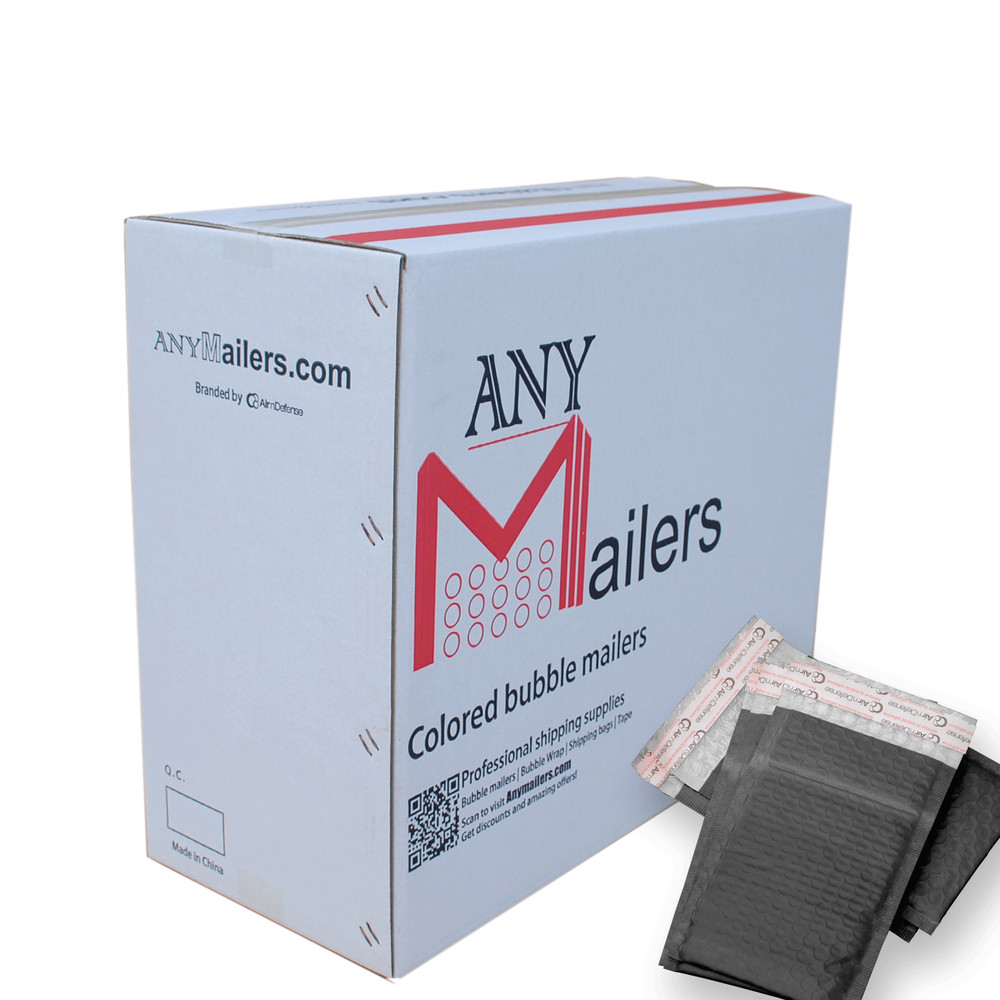 AirnDefense #0 6.5×10″ Black Poly Padded Envelopes Shipping Bubble Mailers