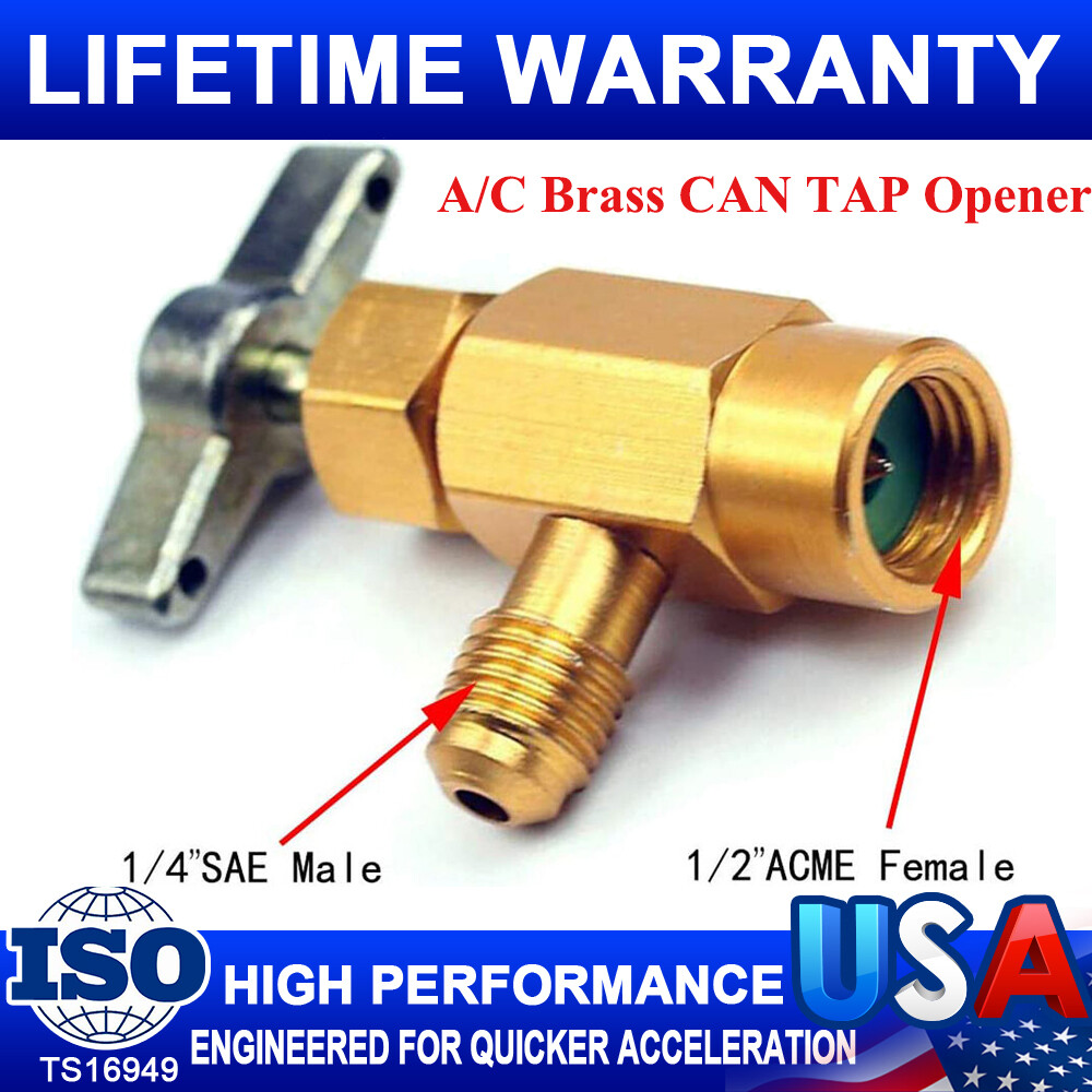 Freon Can Tap Valve Dispenser Opener Recharge Tank Adapter 1/4SAE Hose Self Seal
