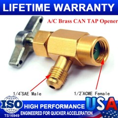 Freon Can Tap Valve Dispenser Opener Recharge Tank Adapter 1/4SAE Hose Self Seal