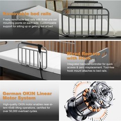 Electric Adjustable Hospital Bed for Home Use w/Wired Remote Control Memory Foam