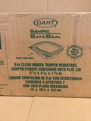 NEW Dart CH8DEF 8oz Tamper-Resistant Clear Hinged Container w/Flat Lid, 200 CT