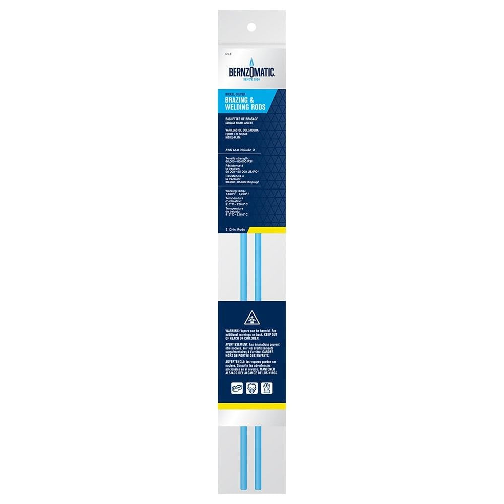 Nickel Silver Brazing Rods 12 Inch 2 Pack 85000 PSI for Welding and Repair