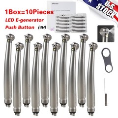 10 ASkeadnt NEW Dental High Speed HANDPIECES Fast Turbine Push Button 4-H