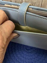 VTG Franklin Covey Lt Blue Pebble Leather Horse Bit Latch 8 X 6 Planner/Wallet