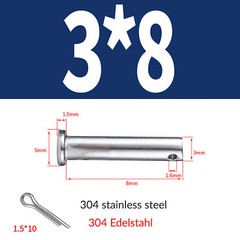3mm 4mm 5mm 6mm 8mm 10mm Clevis Pin 304 Stainless Steel A2 Hinge Pin Rigging Pin