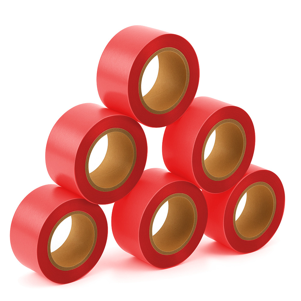 Singhal 5 Pack Red Flagging Tape 1″ x 750ft – Non-Adhesive Survey & Marking Tap