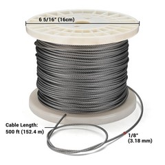Yessources 500-ft 1/8″ T316 Stainless Steel Cable 7×7 Wire Rope for Deck Railing