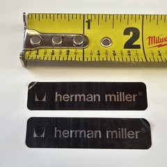 2 Genuine Herman Miller Foil Stickers, Label, Tag, with Logo in Black