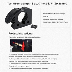 Shovel Holder & Tool Mount, Quick-Release Molle Panel Clamps for Small – 4 Pack
