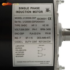 5HP Electric Motor 3450RPM 1 Phase 208V-230V 5/8″ Shaft 56 Frame CW/CCW