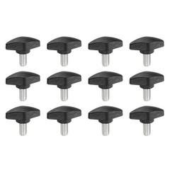 12 Pcs M8 x 16mm Tee Thumb Screws, 35mm Width Carbon Steel Tee Wing Knobs Screws