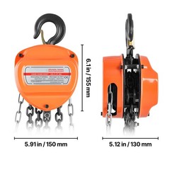Uimoso Manual Chain Hoist 2 Tons/4400 lbs 10 ft Lift w/Durable G80 Chain
