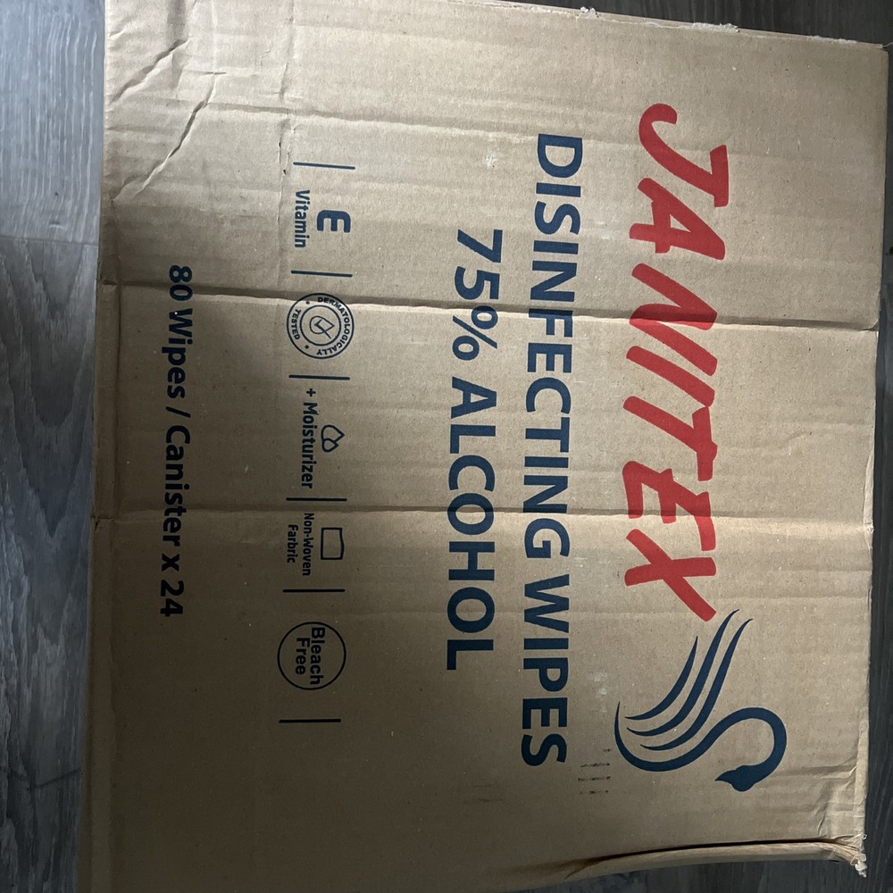 Janitex 75% Alcohol Wipes – 80 Wipes/Canister, Box of 24 Canisters = 1,920Wipes!