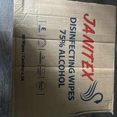 Janitex 75% Alcohol Wipes – 80 Wipes/Canister, Box of 24 Canisters = 1,920Wipes!