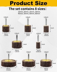 8 Pcs Flap Wheel Sander Set, 1/4″ Shank 8Size Flapper Wheel, SHITIME Long-Lastin