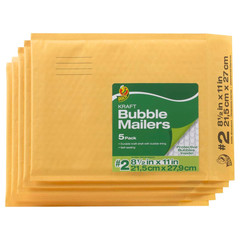 Duck Brand Kraft Bubble Mailers: 10-1/2 in. x 15 in. (Yellow) [5 Items]