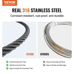 VEVOR T316 Stainless Steel Cable 1/8″ 7×7 Steel Wire Rope 500 ft Cable Railing