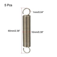 5 PCS Extension Spring Assortment 0.039×0.39×2.36 Inch Stainless Steel