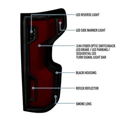 19-26 Silverado 1500 20-23 2500HD 3500HD LED Tail Lights Switchback Black Smoke
