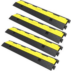 Happybuy Rubber Cable Protector Ramps – 2 Channel Speed Bumps, Black/Yellow