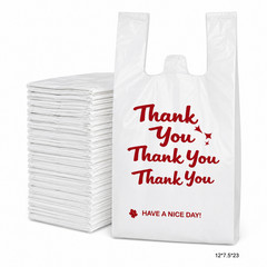 Large Thank You Plastic Bags 12×7.5×23 Heavy Duty T-Shirt Bags 100 250 500