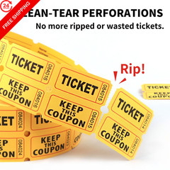 Huxowni 4000 Raffle Tickets Double 2inch x 2inch, Red/Yellow/Blue/Green