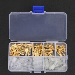120Pcs 6.3mm 4.8mm 2.8mm Gold Copper Wire Terminal Connector Kit With Sleeve