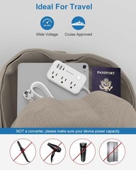 Type E F Plug Adapter, Germany France Travel Plug Adapter with 3 Outlets 3 US
