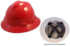 MSA V-Gard Full Brim Hard Hats with Staz-ON Suspensions – Red