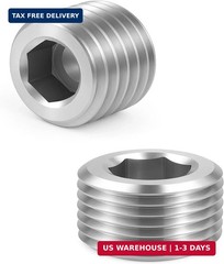 5 PCS 3/8″ NPT Male Pipe Plug Stainless Steel Pipe Plug Fitting Set Hex Counter
