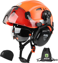 Hard Hat Safety Helmet with Visor and Ear Muffs Men Women Vented Work Hardhat AN