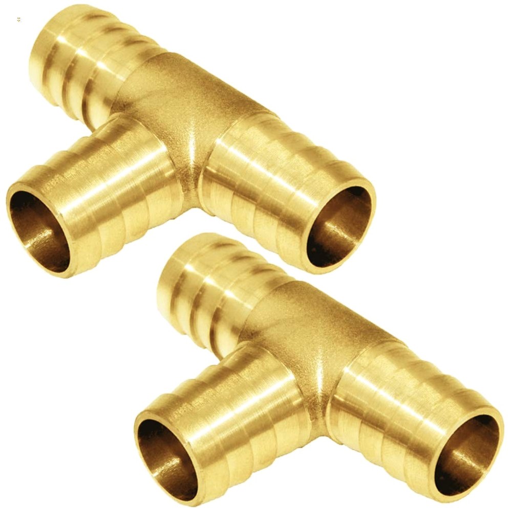 1/2″ Brass Barb Tee Fittings T-Shaped 3 Ways Union 1/2″ Hose Barb Pipe Fittin…