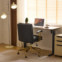 LEADZM Rolling Computer Chair for Home Office, Thick Padded Comfy Desk Armchair