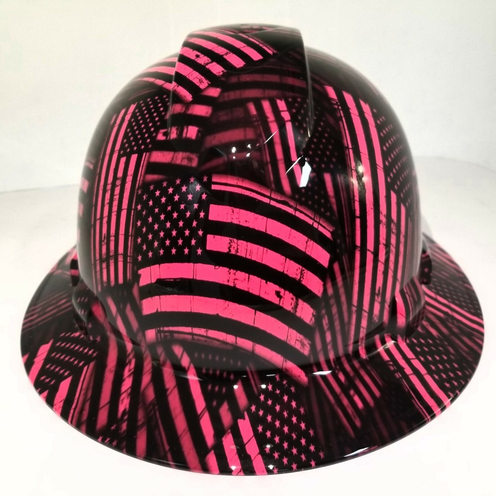 NEW FULL BRIM Hard Hat custom hydro dipped AMERICAN FLAG AMERICAN WOMAN EDITION