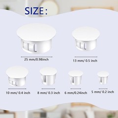 6 Sizes Plastic Hole Plugs White Plugs Hole Door Screw Hole Plugs Screw Cover…