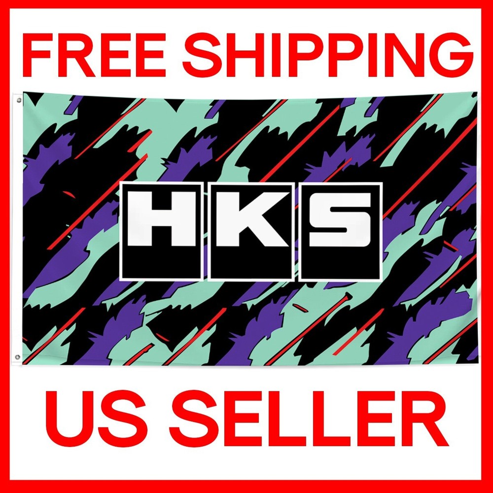 HKS Power 3×5 FT Nobori Banner Flag Sign JDM Performance Car Racing Garage