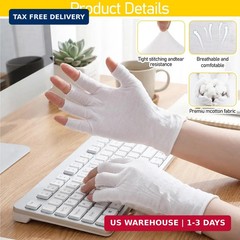 6 pairs White Fingerless Moisturizing Gloves Cotton Hand Care Gloves for Dry Han