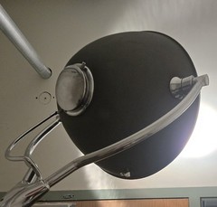 Large 9′ Antique Industrial Surgical Light Chrome & Gray In Original Condition