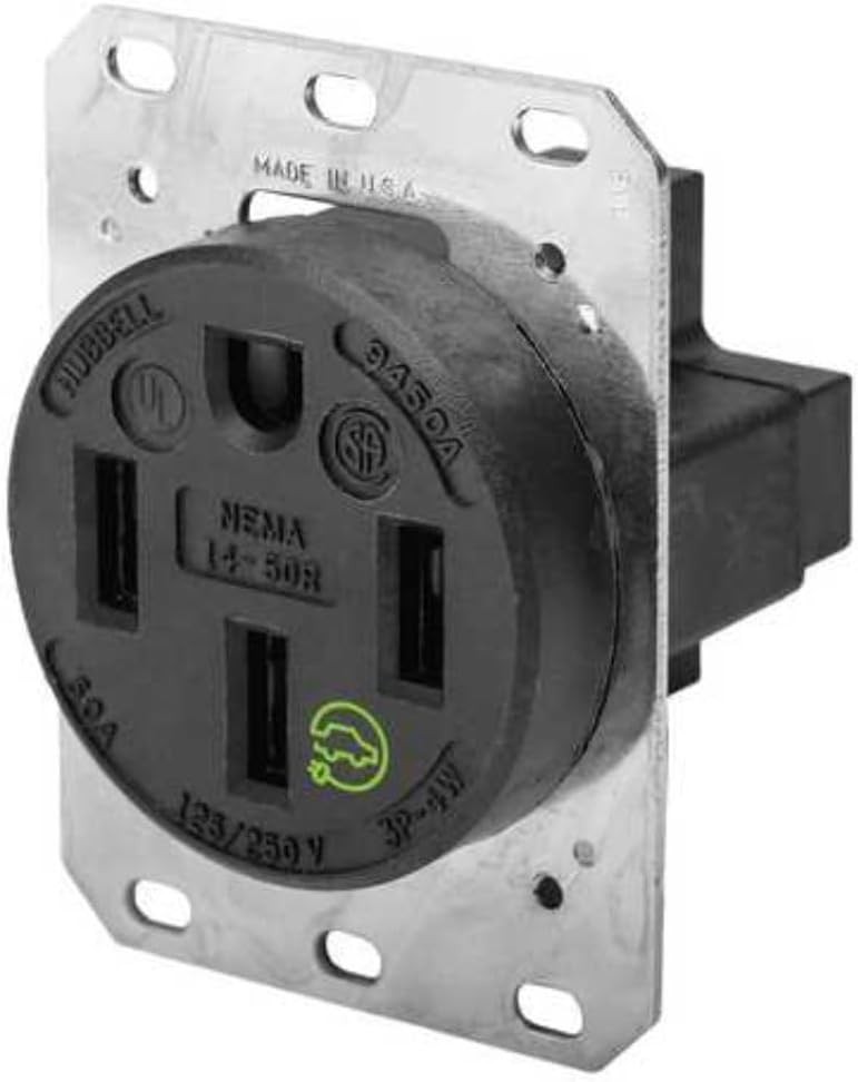 Hubbell HBL9450A Straight Blade Device Receptacle, RTP, Industrial Grade, 3-Pole