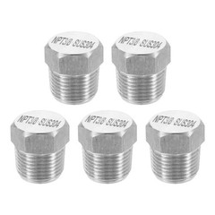 5pcs 304 Stainless Steel Pipe Plug Fitting 3/8″ NPT Male Thread Outer Hex Head