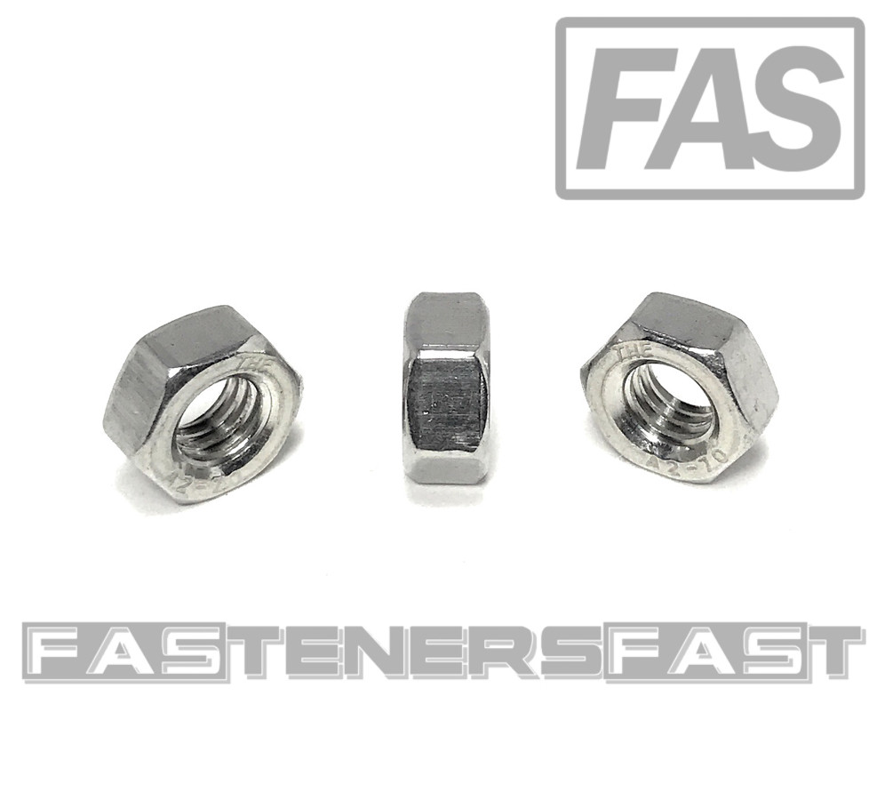 (50) M6 x 1.00 Stainless Steel DIN934 Metric Finished Hex Nut 6mm-1.0mm QTY:50