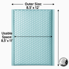 8.5×12 #2 Matte Metallic Bubble Mailers – Padded, Self-Seal, Waterproof, Durable